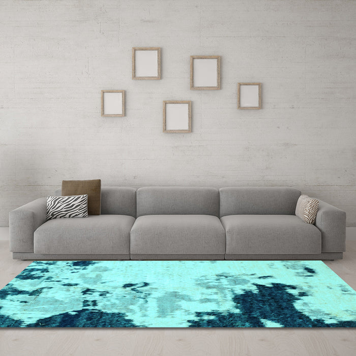 Machine Washable Abstract Light Blue Modern Rug in a Living Room, wshabs2531lblu