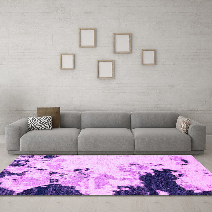 Machine Washable Abstract Purple Modern Area Rugs in a Living Room, wshabs2531pur
