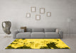 Machine Washable Abstract Yellow Modern Rug in a Living Room, wshabs2531yw