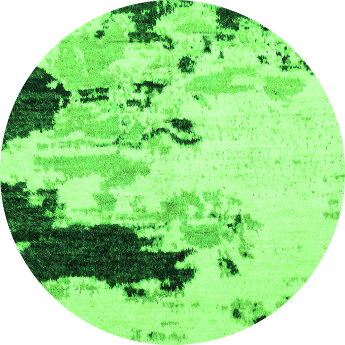 Round Abstract Green Modern Rug, abs2531grn