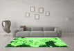 Machine Washable Abstract Green Modern Area Rugs in a Living Room,, wshabs2531grn