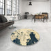 Round Abstract Sun Yellow Modern Rug in a Office, abs2531