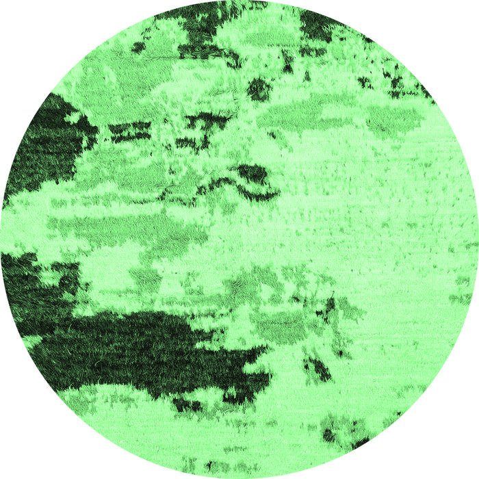 Round Abstract Emerald Green Modern Rug, abs2531emgrn