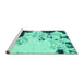 Sideview of Machine Washable Abstract Turquoise Modern Area Rugs, wshabs2531turq