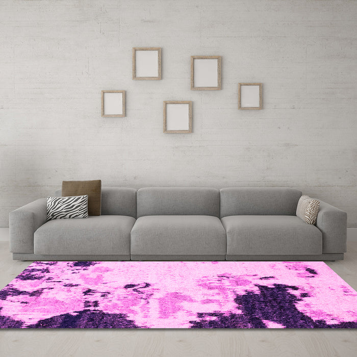 Machine Washable Abstract Pink Modern Rug in a Living Room, wshabs2531pnk