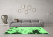 Machine Washable Abstract Emerald Green Modern Area Rugs in a Living Room,, wshabs2531emgrn