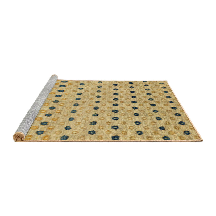 Sideview of Machine Washable Abstract Cinnamon Brown Rug, wshabs2532