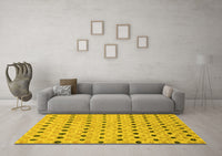 Machine Washable Abstract Yellow Modern Rug, wshabs2532yw