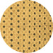 Round Machine Washable Abstract Brown Modern Rug, wshabs2532brn