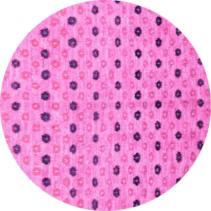 Round Machine Washable Abstract Pink Modern Rug, wshabs2532pnk
