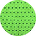 Round Machine Washable Abstract Green Modern Area Rugs, wshabs2532grn