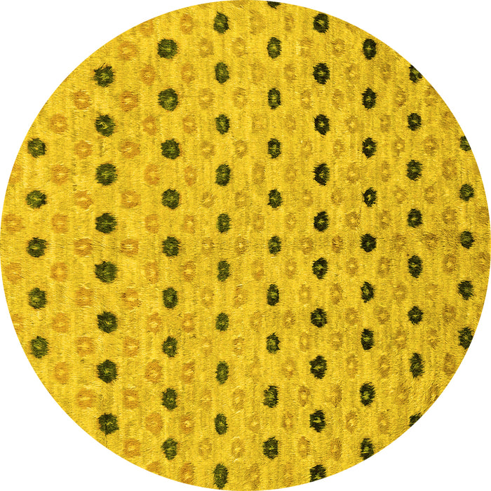Round Machine Washable Abstract Yellow Modern Rug, wshabs2532yw