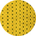 Round Machine Washable Abstract Yellow Modern Rug, wshabs2532yw