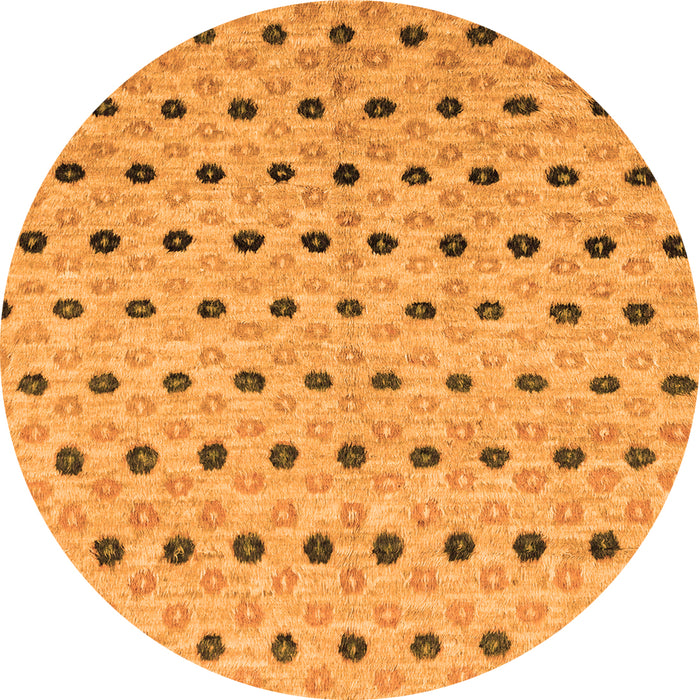 Round Machine Washable Abstract Orange Modern Area Rugs, wshabs2532org