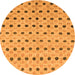 Round Machine Washable Abstract Orange Modern Area Rugs, wshabs2532org