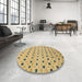 Round Machine Washable Abstract Cinnamon Brown Rug in a Office, wshabs2532