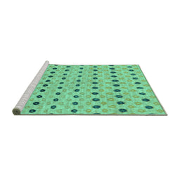Sideview of Machine Washable Abstract Turquoise Modern Area Rugs, wshabs2532turq