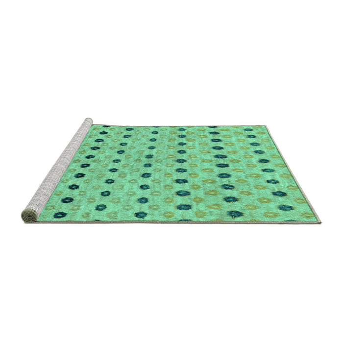 Sideview of Machine Washable Abstract Turquoise Modern Area Rugs, wshabs2532turq