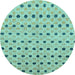 Round Abstract Light Blue Modern Rug, abs2532lblu