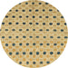 Round Machine Washable Abstract Cinnamon Brown Rug, wshabs2532