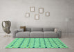 Machine Washable Abstract Turquoise Modern Area Rugs in a Living Room,, wshabs2532turq