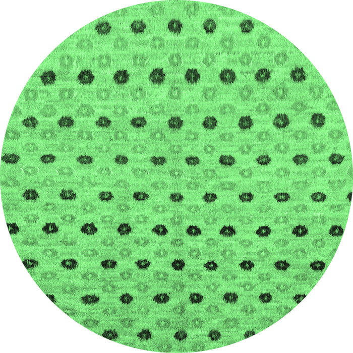 Round Machine Washable Abstract Emerald Green Modern Area Rugs, wshabs2532emgrn
