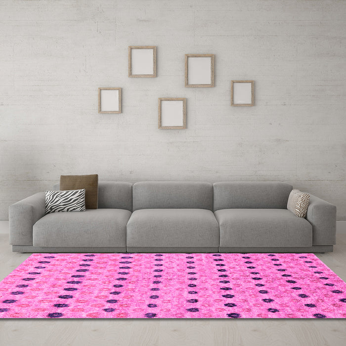 Machine Washable Abstract Pink Modern Rug in a Living Room, wshabs2532pnk