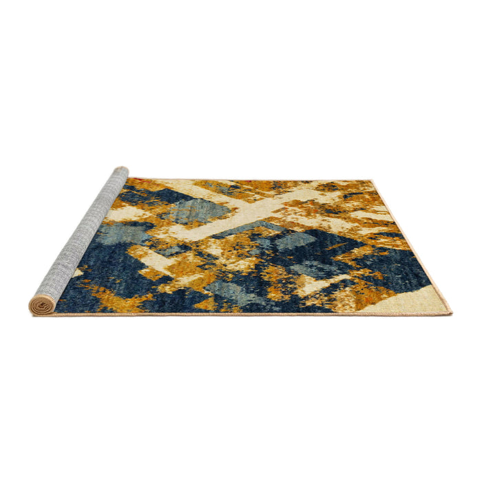 Sideview of Machine Washable Abstract Sepia Brown Rug, wshabs2533