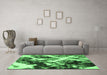 Machine Washable Abstract Emerald Green Modern Area Rugs in a Living Room,, wshabs2533emgrn