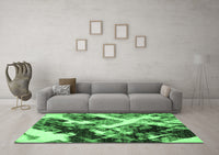 Machine Washable Abstract Emerald Green Modern Rug, wshabs2533emgrn