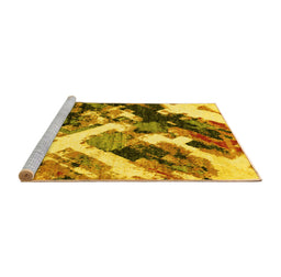 Sideview of Machine Washable Abstract Yellow Modern Rug, wshabs2533yw