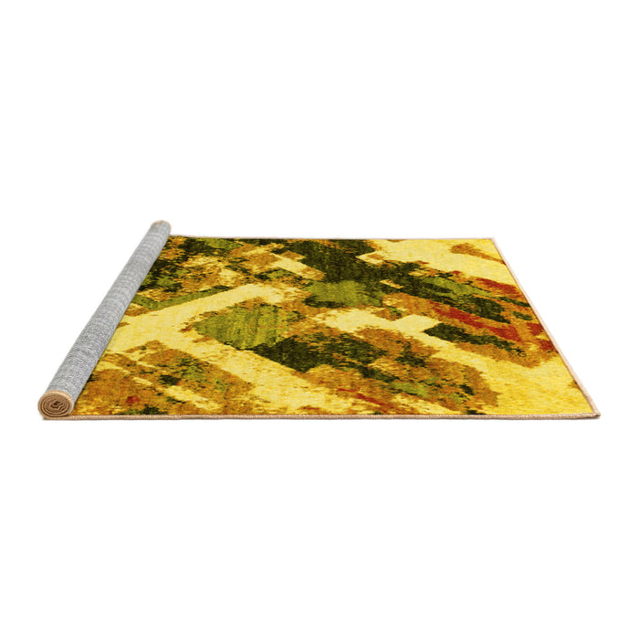 Sideview of Machine Washable Abstract Yellow Modern Rug, wshabs2533yw