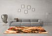 Machine Washable Abstract Orange Modern Area Rugs in a Living Room, wshabs2533org