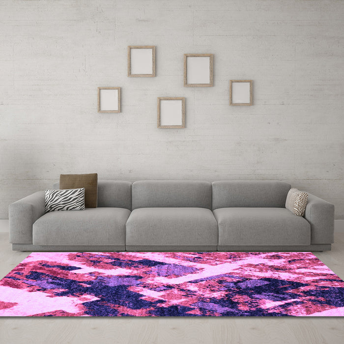 Machine Washable Abstract Purple Modern Area Rugs in a Living Room, wshabs2533pur