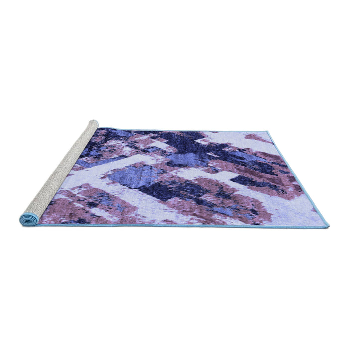 Sideview of Machine Washable Abstract Blue Modern Rug, wshabs2533blu