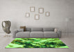 Machine Washable Abstract Green Modern Area Rugs in a Living Room,, wshabs2533grn