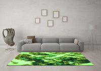 Machine Washable Abstract Green Modern Rug, wshabs2533grn