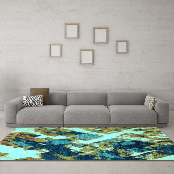 Machine Washable Abstract Light Blue Modern Rug in a Living Room, wshabs2533lblu