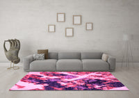 Machine Washable Abstract Pink Modern Rug, wshabs2533pnk