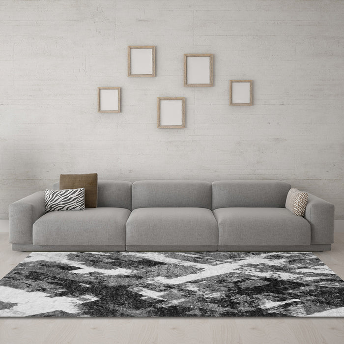 Machine Washable Abstract Gray Modern Rug in a Living Room,, wshabs2533gry