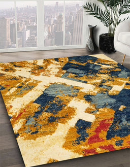 Machine Washable Abstract Sepia Brown Rug in a Family Room, wshabs2533