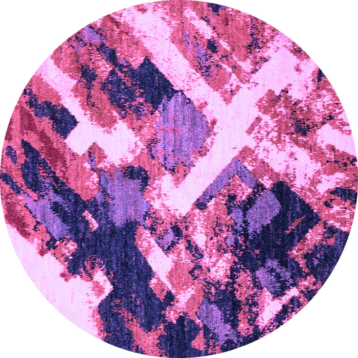 Round Machine Washable Abstract Purple Modern Area Rugs, wshabs2533pur