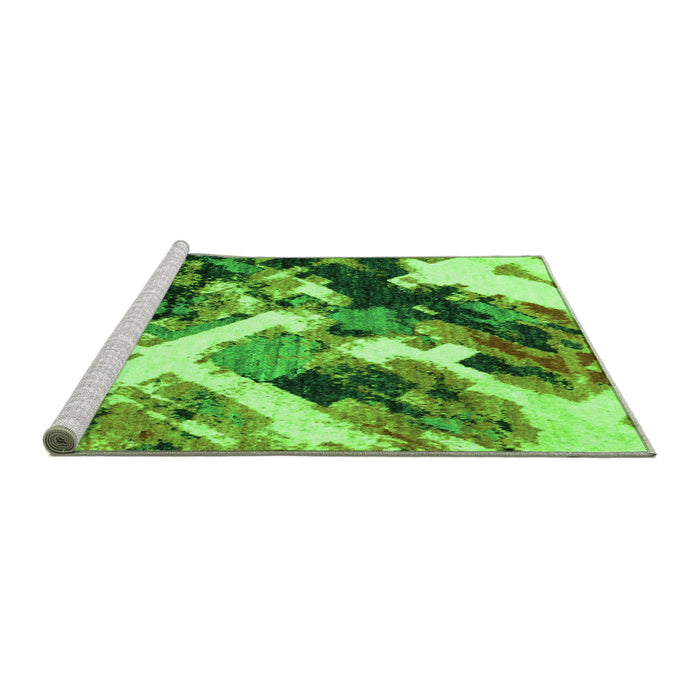 Sideview of Machine Washable Abstract Green Modern Area Rugs, wshabs2533grn