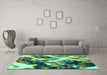 Machine Washable Abstract Turquoise Modern Area Rugs in a Living Room,, wshabs2533turq