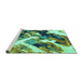 Sideview of Machine Washable Abstract Turquoise Modern Area Rugs, wshabs2533turq