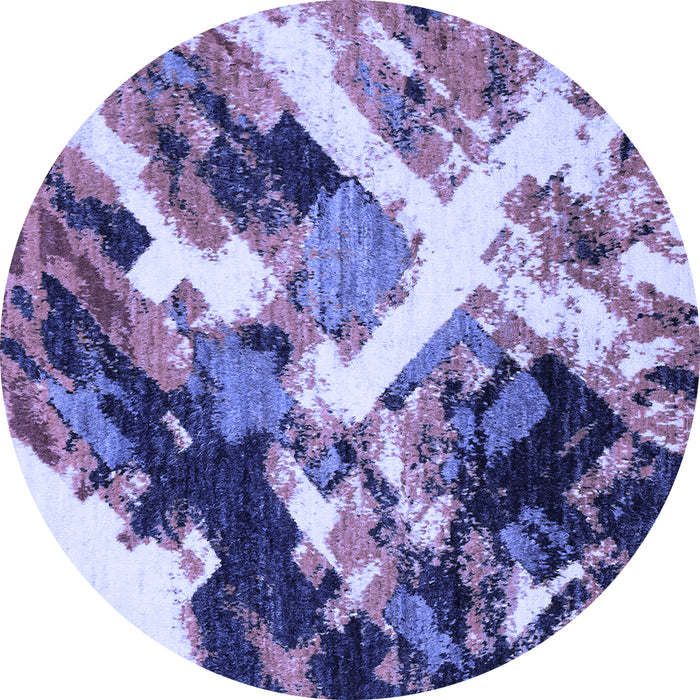 Round Abstract Blue Modern Rug, abs2533blu