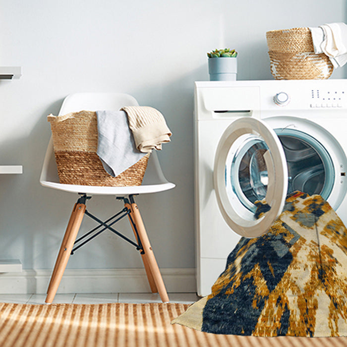 Machine Washable Abstract Sepia Brown Rug in a Washing Machine, wshabs2533