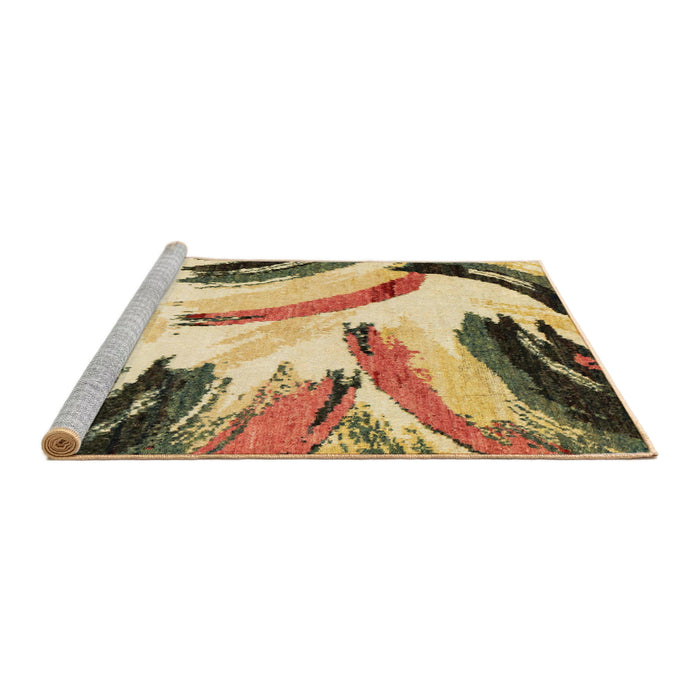 Sideview of Machine Washable Abstract Mustard Yellow Rug, wshabs2534