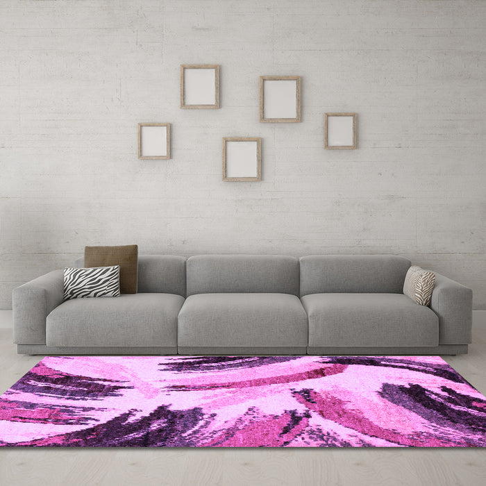 Machine Washable Abstract Purple Modern Area Rugs in a Living Room, wshabs2534pur