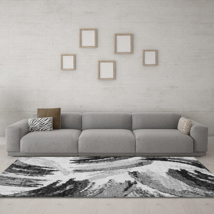 Machine Washable Abstract Gray Modern Rug in a Living Room,, wshabs2534gry